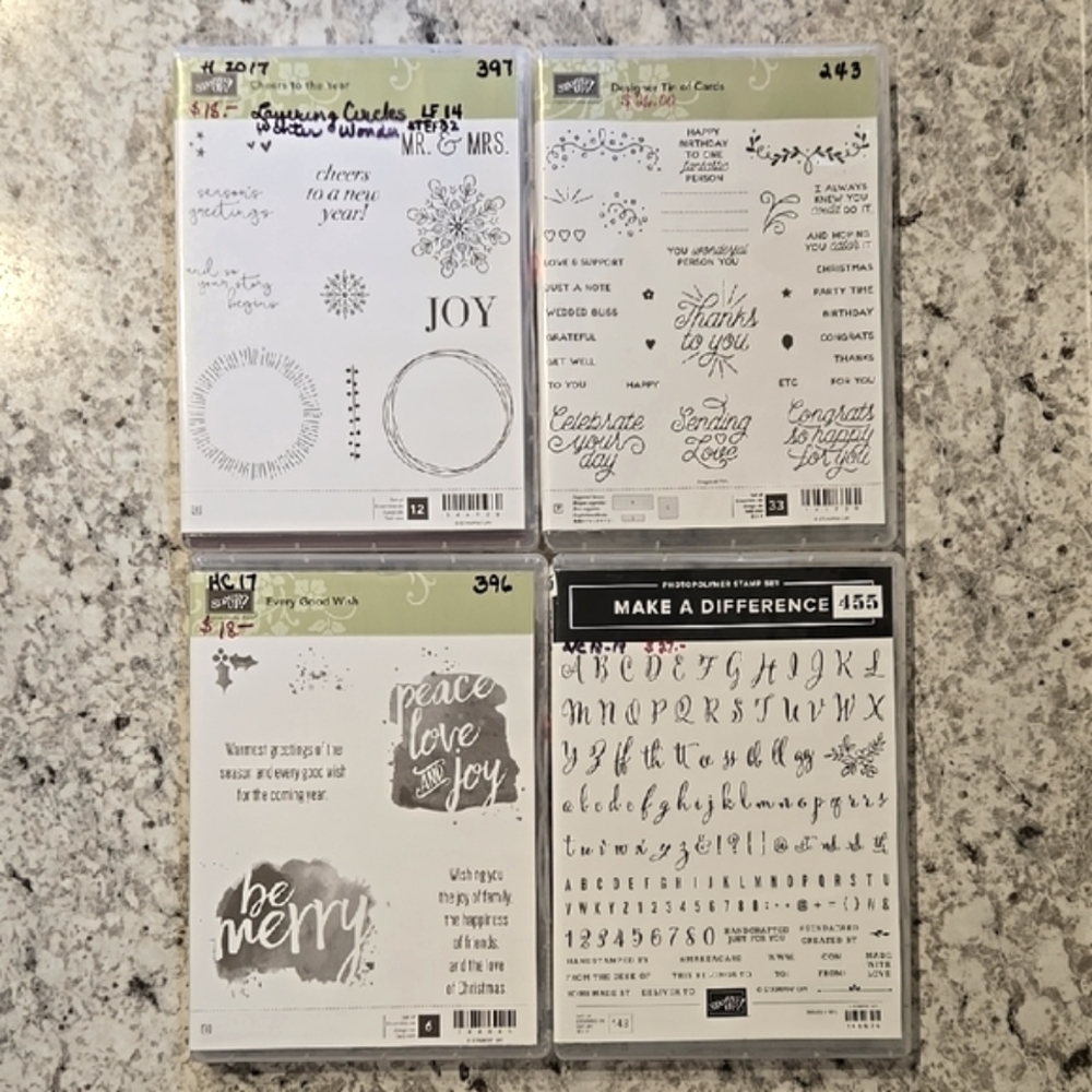 Stampin' Up! Holiday & Sentiment Stamp Sets Bundle of Four